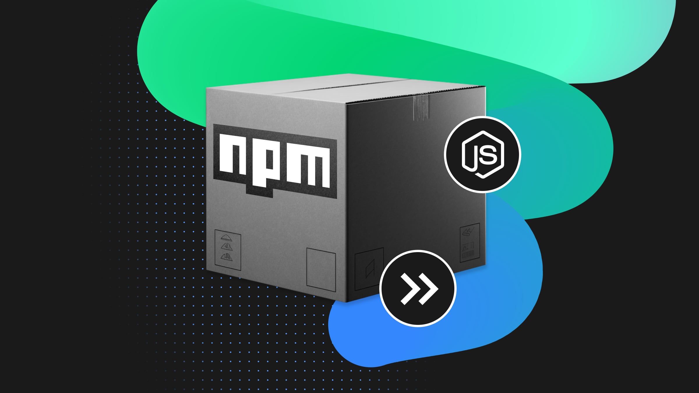 Package with the NPM , and Node logos on it